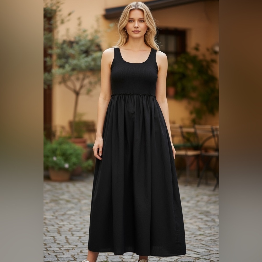 Anew Day Elegant Black Tank High Low Dress Women’s M